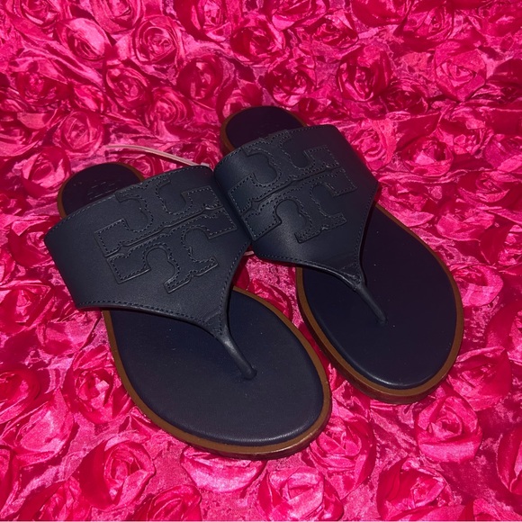 TORY BURCH Leather Leather Trim Embellishment Slides - Picture 1 of 5